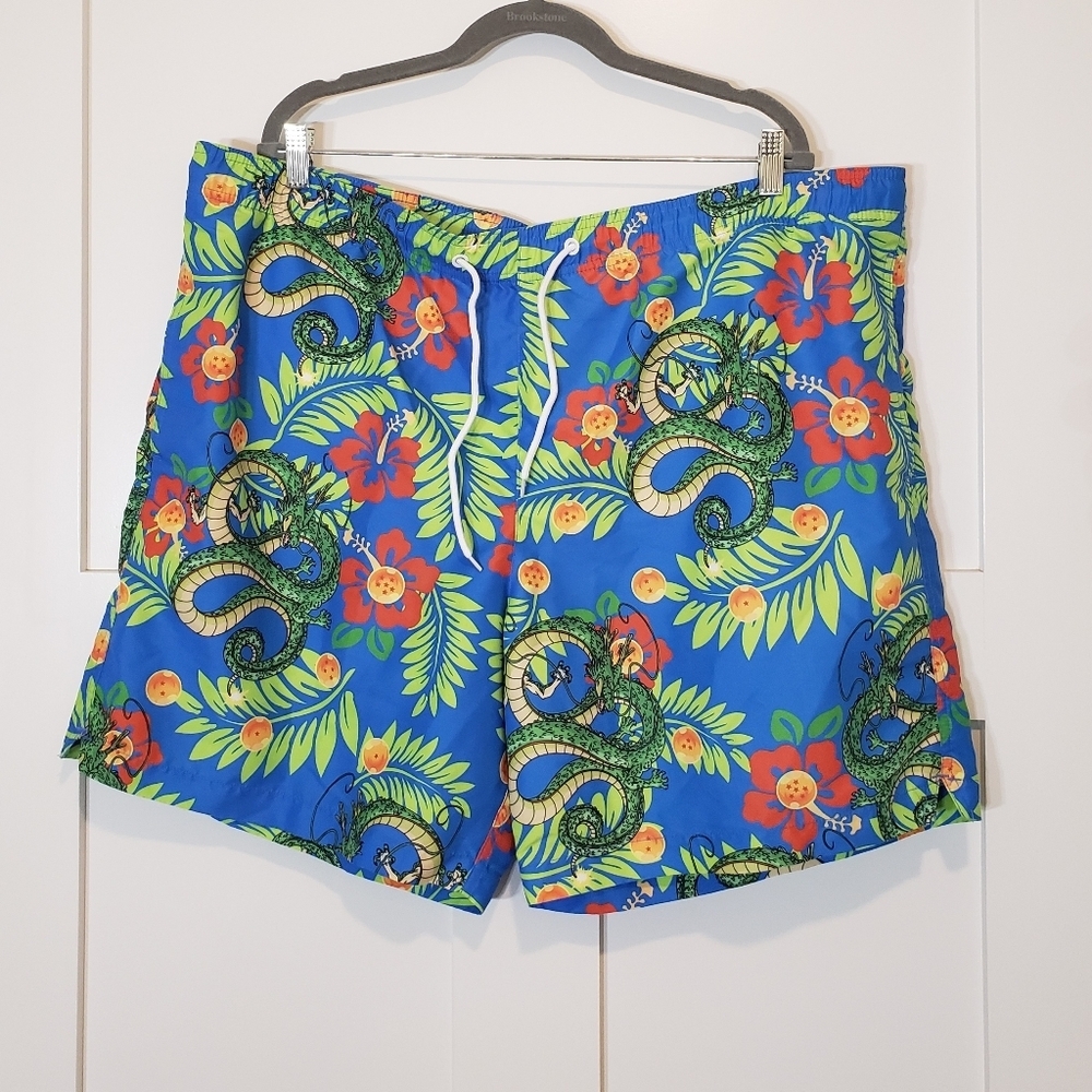 Dragon Ball SIze XXL Swim Trunks Front Pockets & Rear Elastic Waist Hi Rise